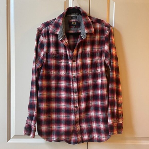 LEE Regular Fit Stretch flannel Plaid Button Down Men's Shirt - Picture 1 of 5